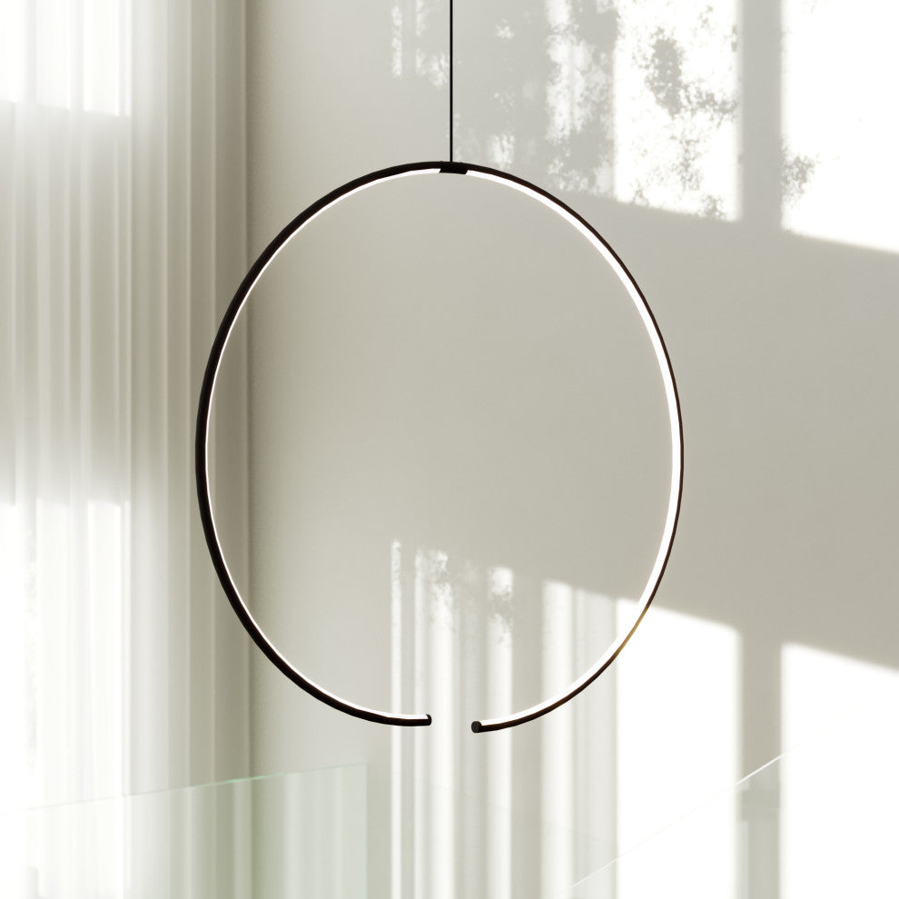 Sonneman 3151 Torc 25"W LED Abstract Pendant - Satin Black