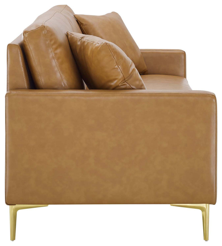 Juliana Vegan Leather Sofa, Tan