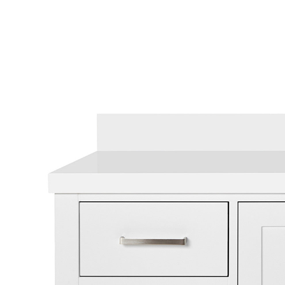 ARIEL Cambridge 61" Single Rectangle Sink Bathroom Vanity White With Quartz Top