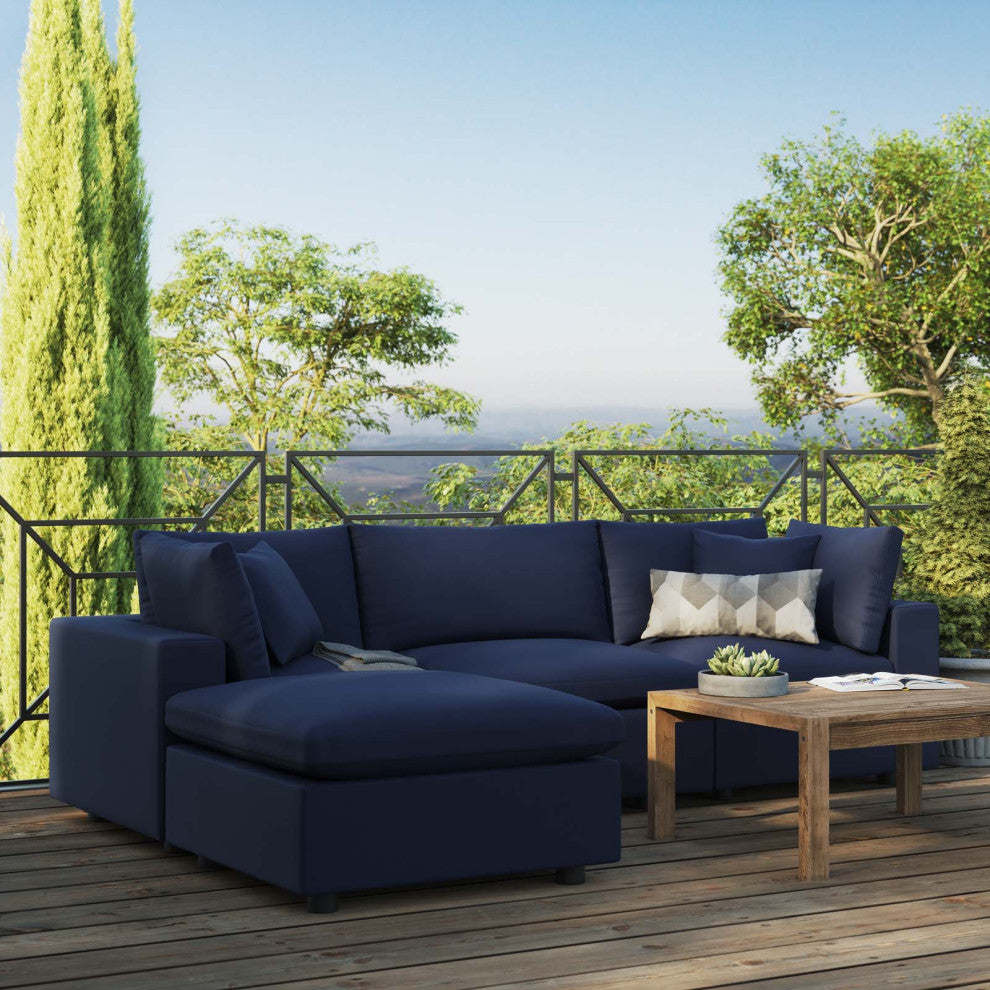 Modular Lounge Sectional Deep Sofa Set, Blue Navy, Modern, Outdoor Hospitality