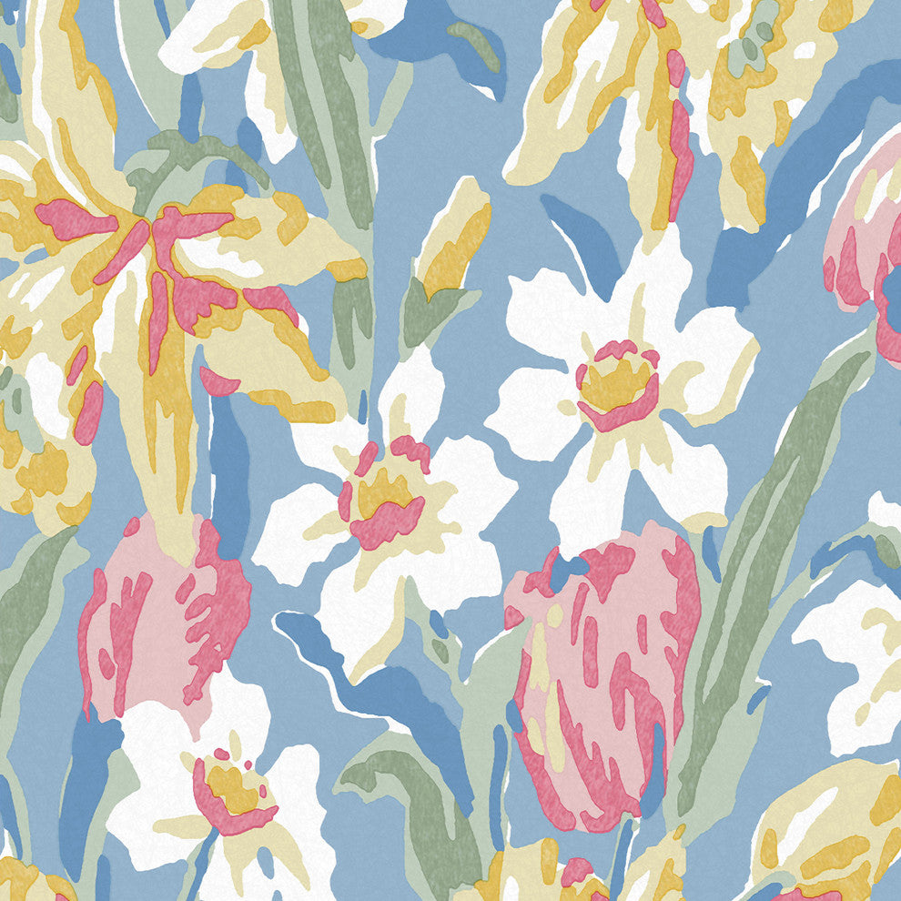 Laura Ashley Tulips China Blue Removable Wallpaper