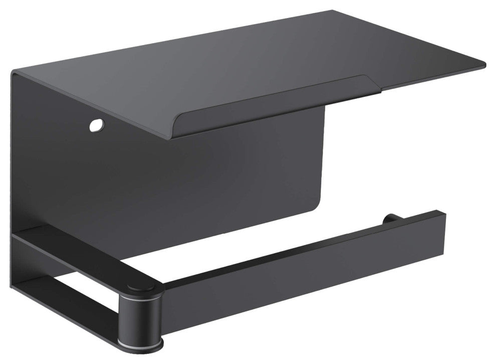 Deco Toilet Paper Holder With Shelf, Matte Black