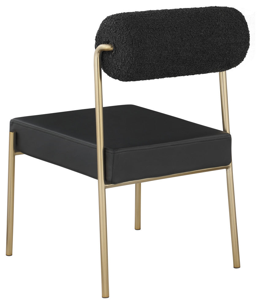 Carly Faux Leather/Boucle Fabric Upholstered Dining Chair, Black