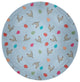 Chickens and Eggs Easter Chenille Rug, After Rain Blue, 5' Round