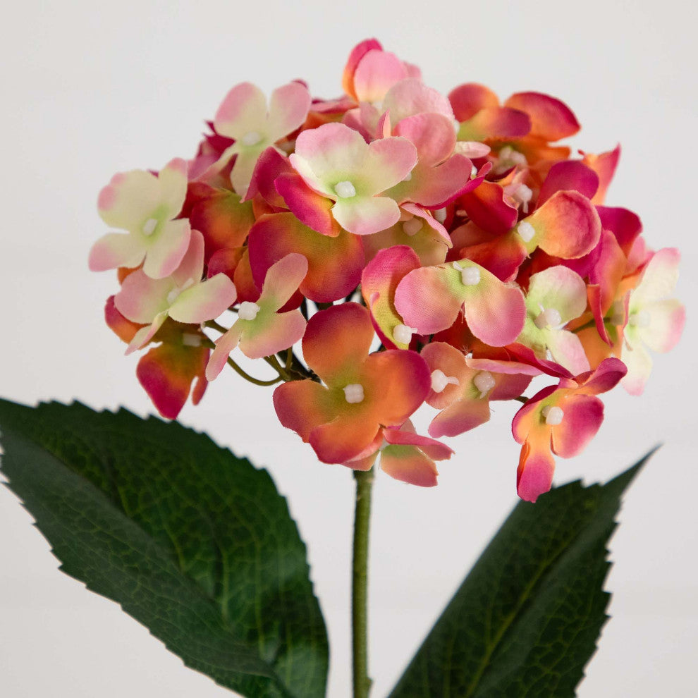 20" Artificial Hydrangea Flower Stems, Set of 3, Pink