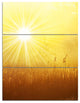 Amazing Sunrise over Meadow, Landscape Triptych Canvas Art, 28x36, 3 Panels