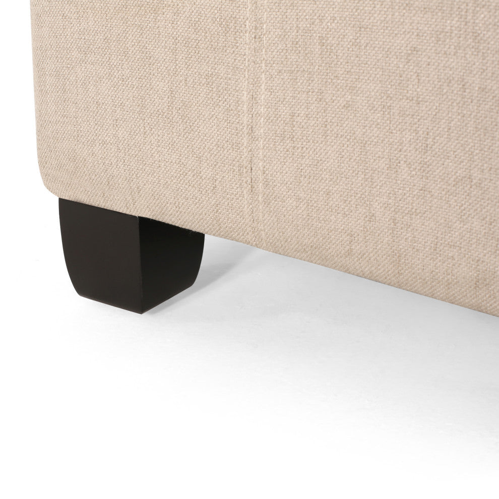 GDF Studio Lastoro Contemporary Tufted Storage Ottoman, Wheat and Dark Brown, Fabric