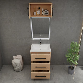 Victoria 24" Solid Wood Bath Vanity, Overhead Cabinet, Yellow Oak