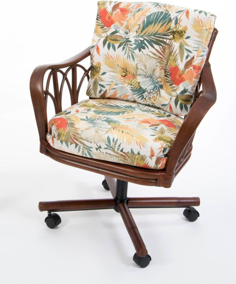 Cuba Tilt Swivel Caster Dining Chair In Sienna With Linoso 200