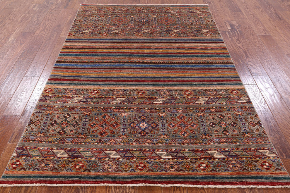 4' 11" X 6' 11" Super Kazak Khorjin Hand-Knotted Rug Q7402