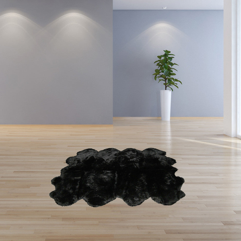 72"x72"x2" Black Octo Sheepskin Area Rug