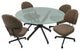 Glass Dinette Set with Swivel Caster Chairs Sanora Brown, Crackle Glass