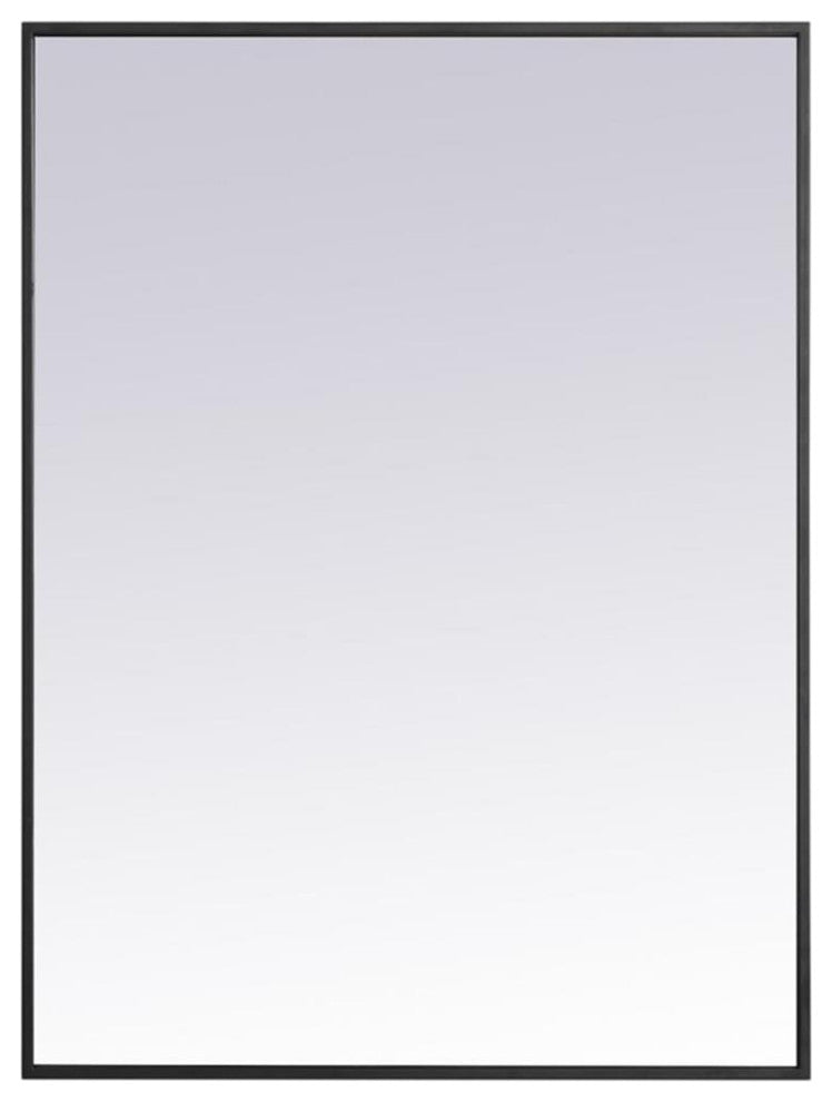 Elegant Decor Eternity 36" x 27" Contemporary Metal Frame Mirror in Black