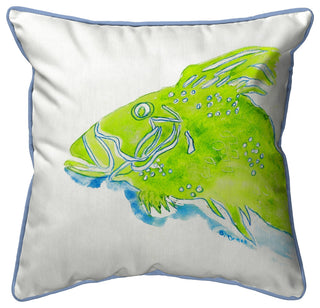 Green Fish Large Indoor/Outdoor Pillow 18x18