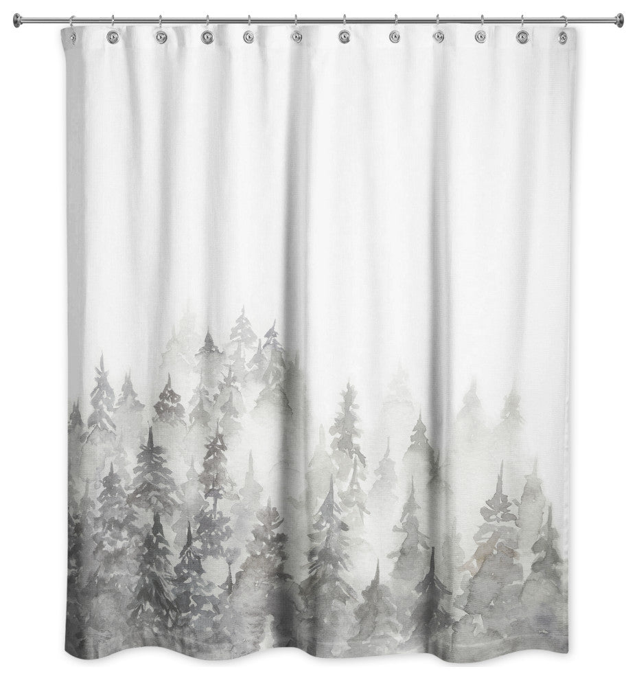 Foggy Green Forest 71x74 Shower Curtain