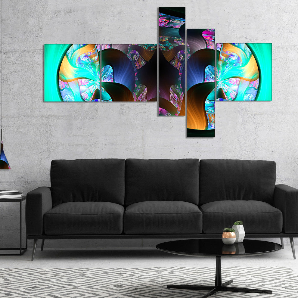 Blue Capsule in Plasma, Abstract Canvas Art Print, 60"x32", 5 panels