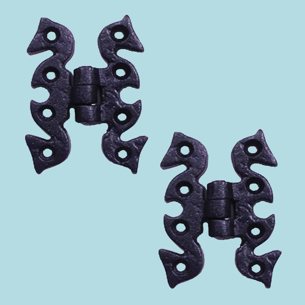2 Pcs Black Butterfly Flush Cabinet Door Hinges Wrought Iron Hinges For Doors