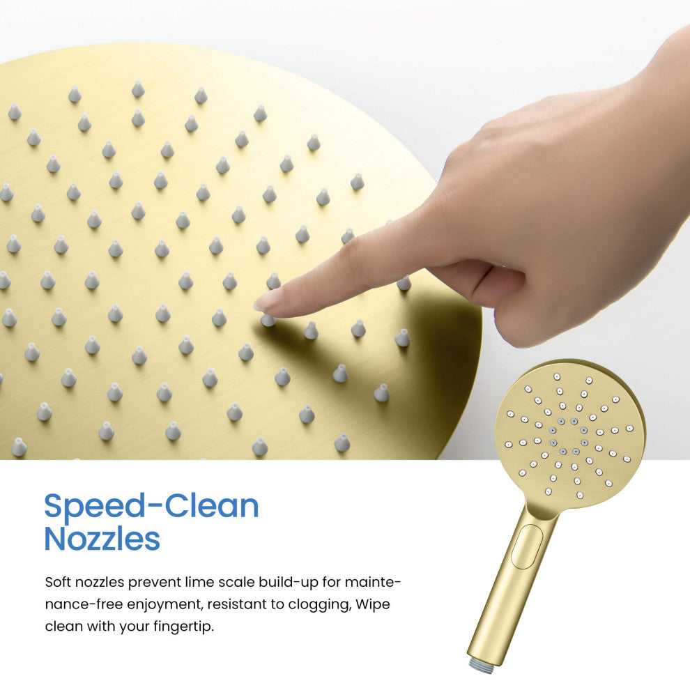 Circular Pressure 3-Function Shower System, Rough-In Valve, Brushed Gold