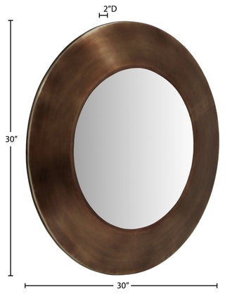 Sphere Iron Frame Mirror, Brown, 30" W x 2" D x 30" H