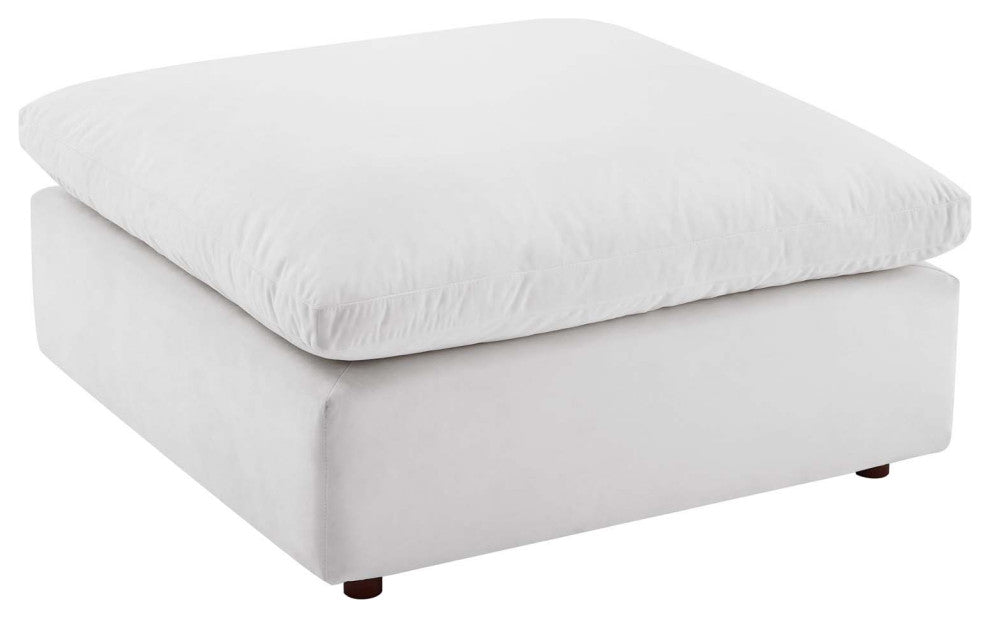 Commix Down Filled Overstuffed Performance Velvet 5-Piece Sectional Sofa White