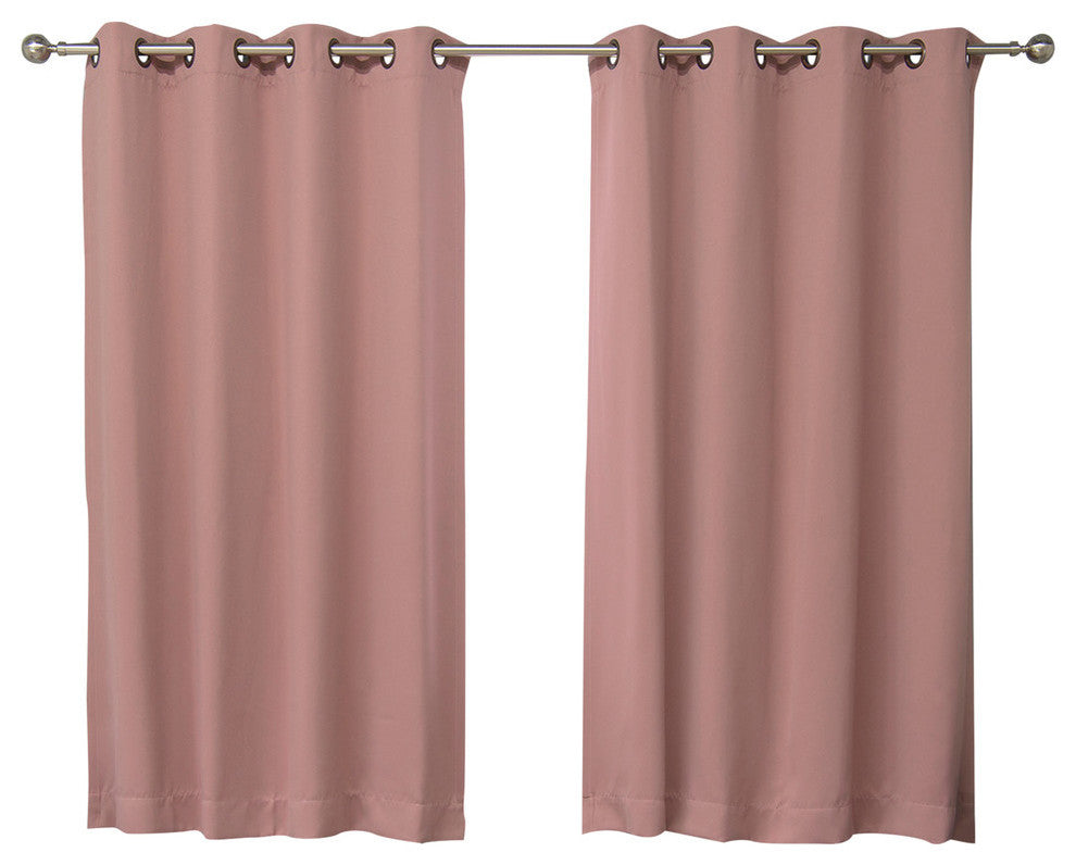 Solid Grommet Top Thermal Insulated Blackout Curtains, Mauve, 63"