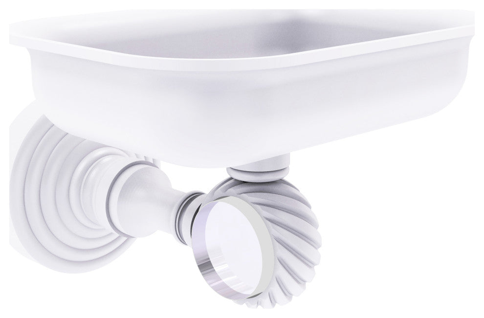 Pacific Grove Wall-Mount Soap Dish Holder with Twist Accents, Matte White