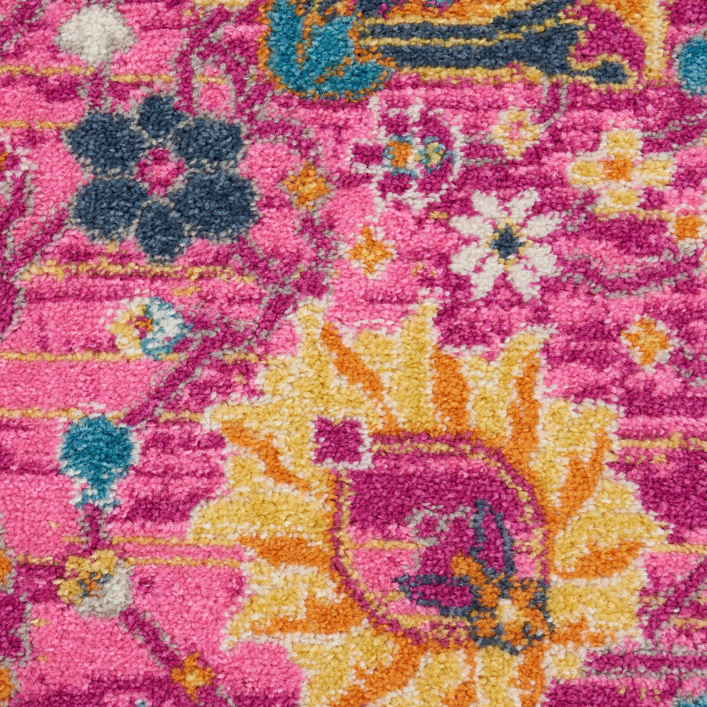 Nourison Passion 4' x Round Fuchsia Bohemian Indoor Area Rug