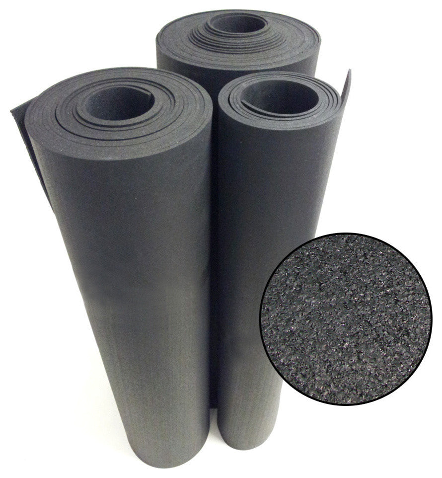 Rubber-Cal Rubber Flooring Roll - 6mm x 4ft Wide x 4ft  Roll - Black