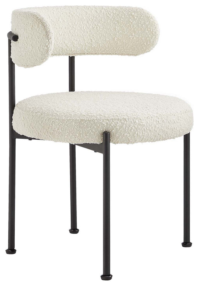 Albie Boucle Fabric Dining Chairs - Set of 2 - Ivory Black