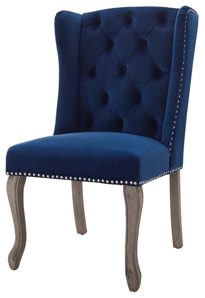 Side Dining Chair, Set of 2, Velvet, Blue Navy, Modern, Cafe Bistro Restaurant