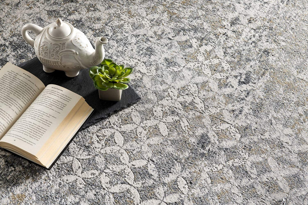8' X 10' Gray and Ivory Abstract Area Rug