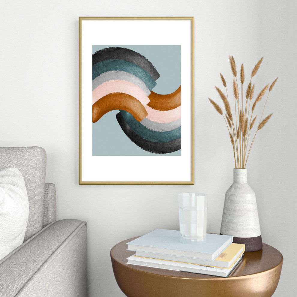 Gale Switzer Brushstroke rainbows teal Metal Framed Art Print