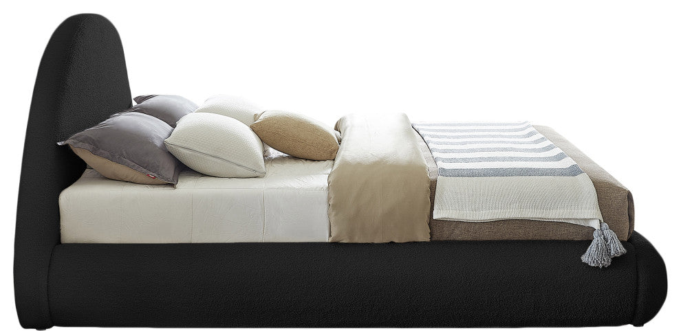 Rudy Beige Teddy Fabric Full Bed, Black, Full
