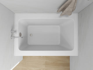 Vanity Art Alcove Soaking Acrylic Bathtub, White/Brushed Nickel, 48"x32", Left