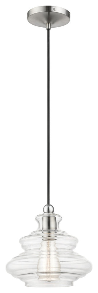 1 Light Brushed Nickel Pendant, Chrome Finish Accents