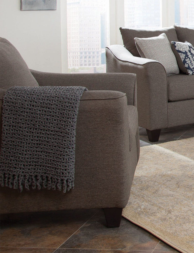 Casual Flared Accent Arm Chair, Gray/ Brown