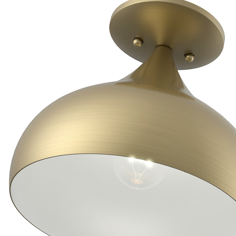Livex Lighting 1 Light Antique Brass Semi-Flush Mount