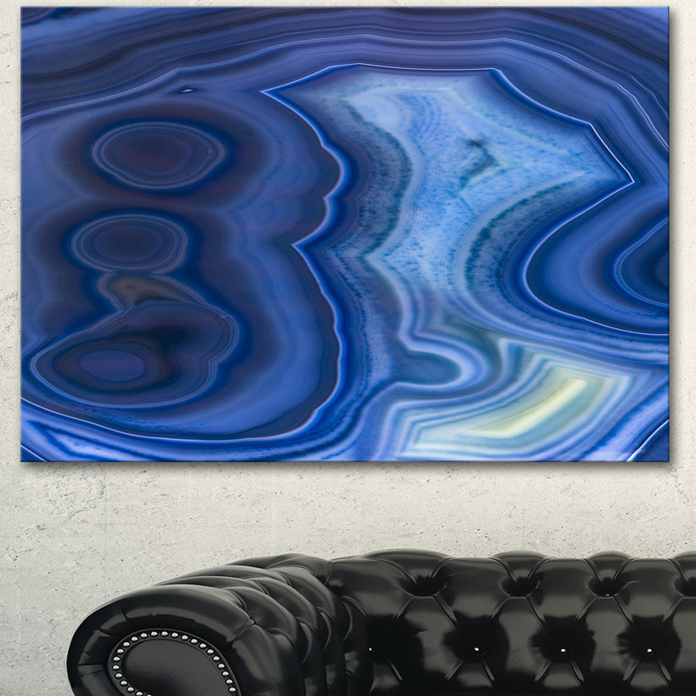 Blue Agate Stone Design, Abstract Canvas Wall Art Print, 40"x30"