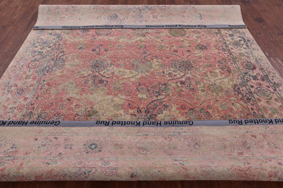 Hand-Knotted Persian Wool and Silk Rug 8' 0" X 10' 4" Q7082