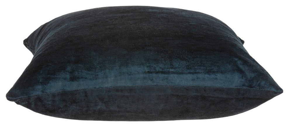 22" X 7" X 22" Transitional Dark Blue Solid Pillow Cover With Poly Insert