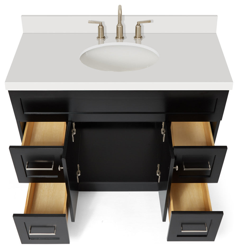 Ariel Hamlet 43" Oval Sink Bath Vanity, 1.5" White Quartz