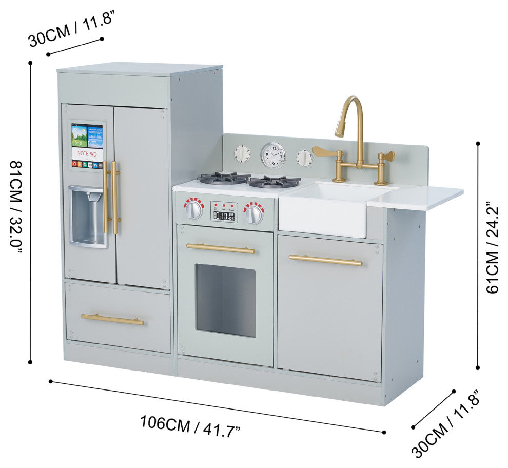 Charlotte Play Kitchen Cooking Playset, Gray