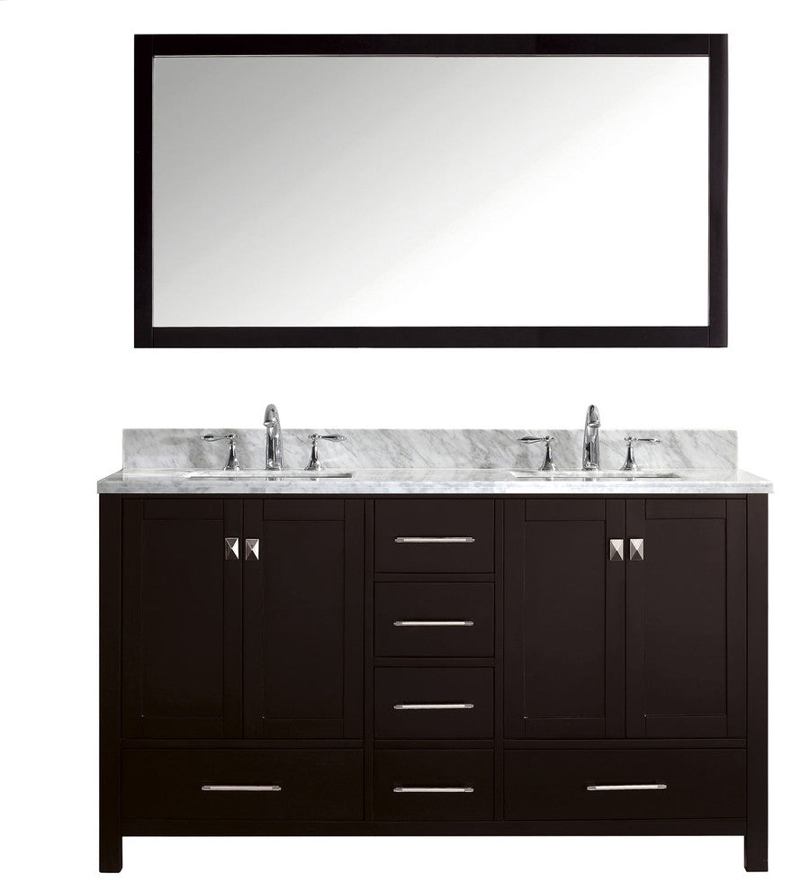 Caroline Avenue 60" Double Bathroom Vanity Set, Espresso, Italian Carrara White