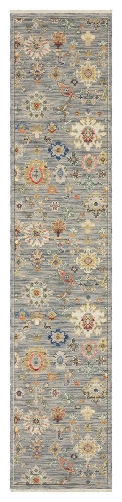 Leoness Floral Fun Indoor Area Rug, Grey, 2'6" x 12'