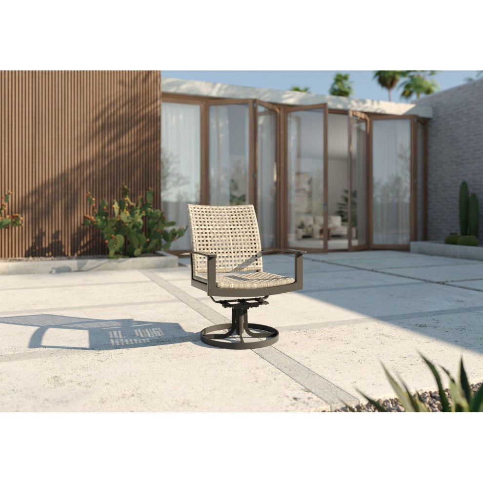 Jasper Swivel Rocker Dining Chair, Textured Pewter