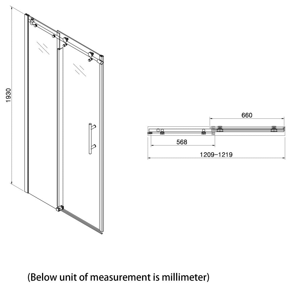 48" W x 76" H Frameless Single Sliding Shower Door, Chrome