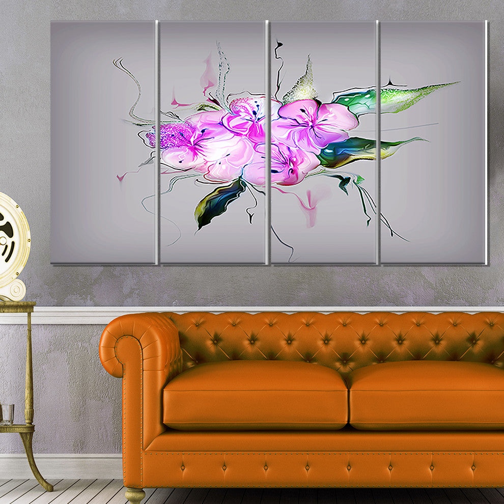 Purple and Pink Pansies Flowers, Large Animal Canvas Print, 48"x28", 4 Panels