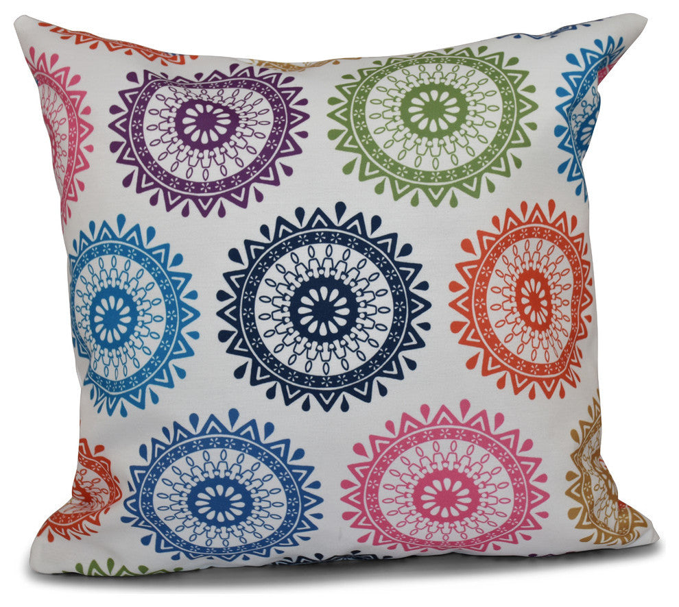 Groovy , Geometric Outdoor Pillow, Navy Blue, 20"x20"