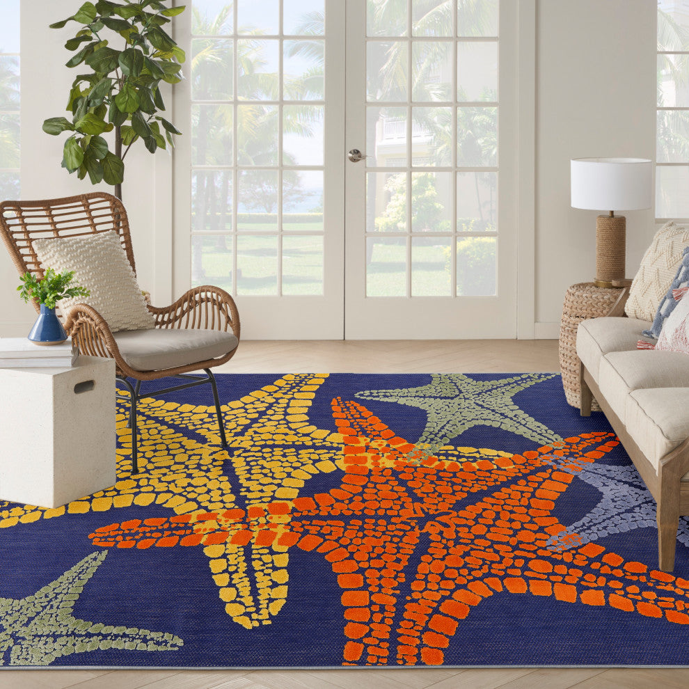Nourison Aloha 9' x 12' Blue Multicolor Outdoor Area Rug