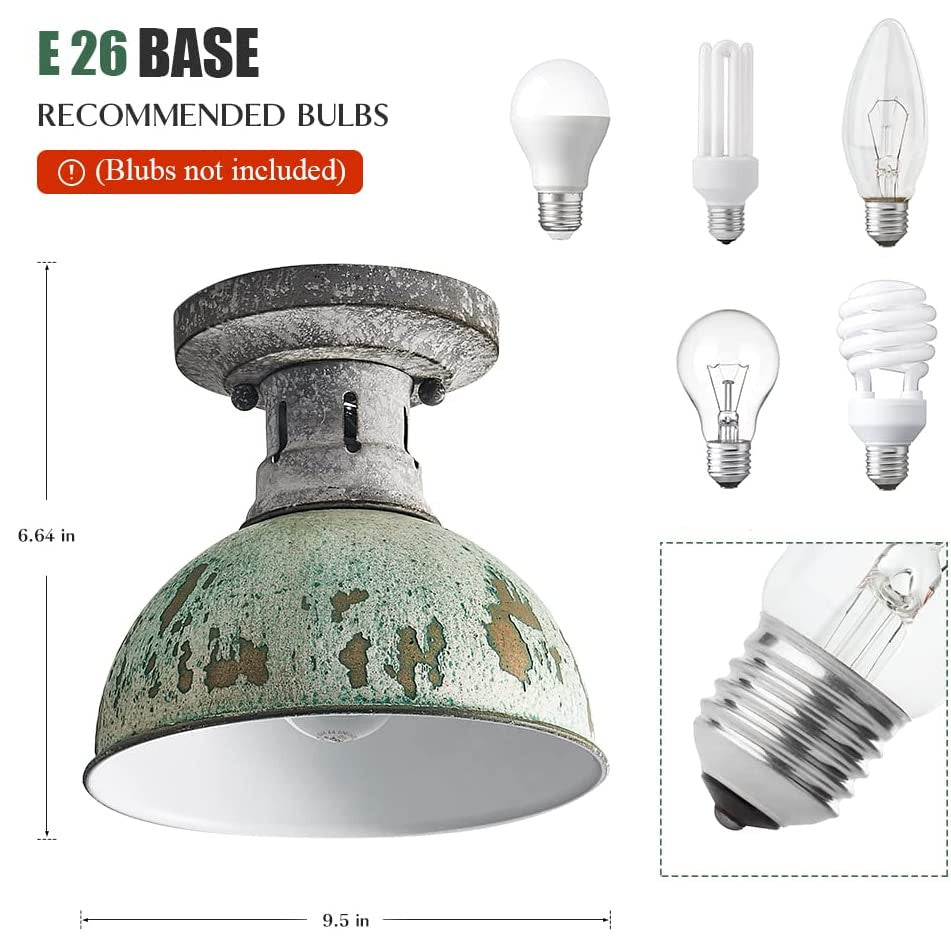 Rust Ceiling Lighting Fixture Vintage Farmhouse Close to Ceiling Light